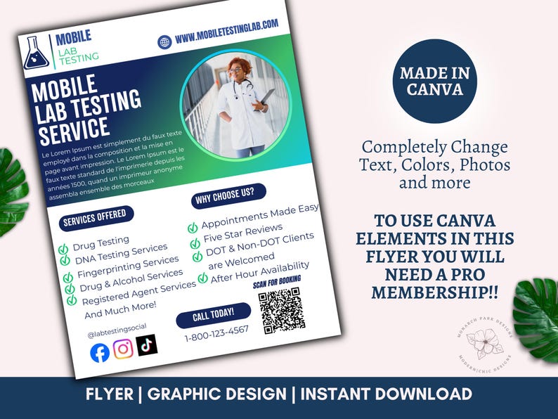 Mobile Lab Testing Flyer Template, Drug & DNA Testing Canva Flyer ...