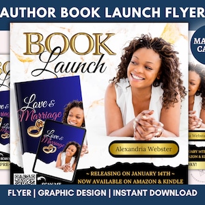 DIY Book Launch Flyer, Author Book Launch Release Marketing Template, Book Launch Press Release, Event Flyer, Social Media, Canva