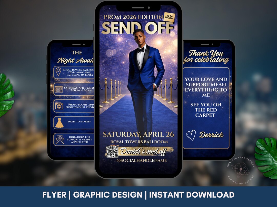 Royal Blue Prom Send off Invitation Template (digital Download) - Etsy