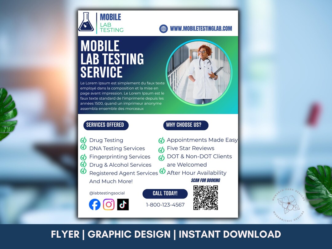 Lab Walk In Flyer Mobile Lab Testing Flyer Template, Drug & DNA Testing Canva Flyer ...
