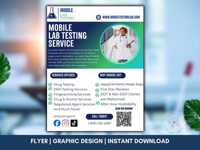 Mobile Lab Testing Flyer Template, Drug & DNA Testing Canva Flyer ...
