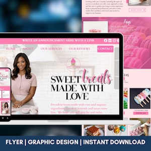 Bakery Website Template – Editable Canva One Page Site (Digital Download)