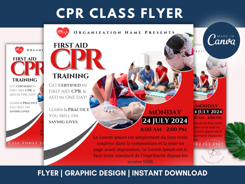 Editable CPR Class Flyer Template: First Aid Training (edit in Canva ...