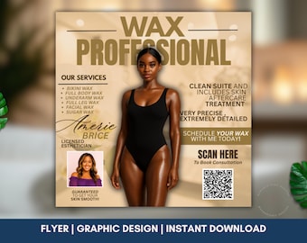 Wax Specialist Flyer, Booking Flyer, Esthetician Canva Template