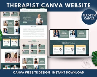 Modello di sito web per terapisti Canva, sito di coaching e terapia di una pagina