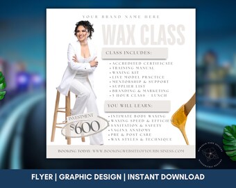 Wax Class Flyer Canva Template, Esthetician Course Marketing (Instagram Post)