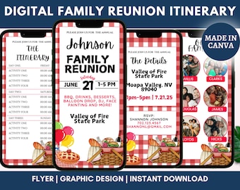 Digital Family Reunion Itinerary Invitation: Weekend Getaway (Canva Edit)