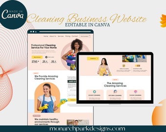 Cleaning Business Website, Canva Website Template, Cleaning Services Landing Page, Build A Website, Edit in Canva