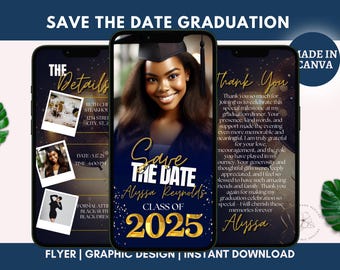 Class of 2025 Graduation Save The Date Invitation (Canva Template)