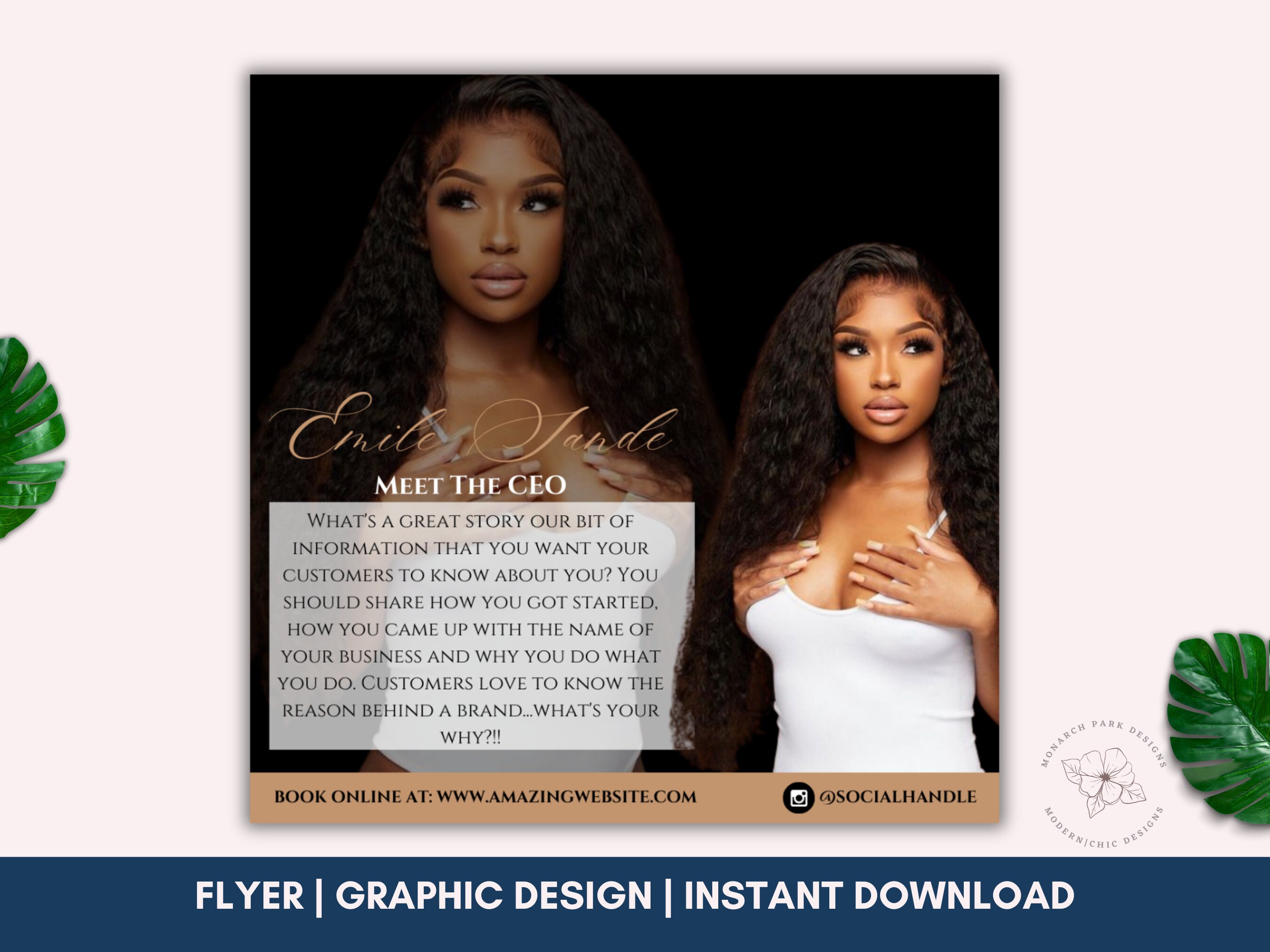 CEOに会うためのチラシ：まつ毛とヘアのソーシャルメディア投稿（編集可能なCanvaテンプレート） - Etsy 日本