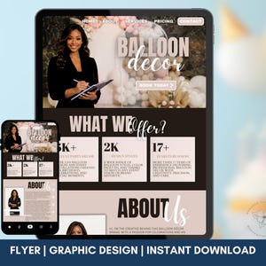 Ballon Decor Website Template Canva, Party Business Branding