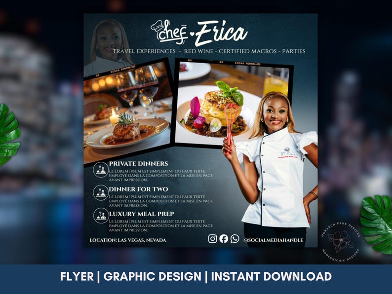 Private Chef Flyer Template, Canva Editable Flyer (instagram Size) - Etsy