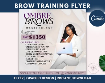 Brow Course Flyer, Editable Eyebrows Promo E-Flyer, DIY Flyer Design Template, Instagram Template