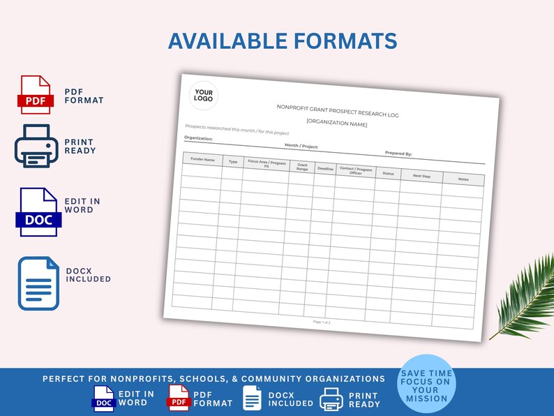 Nonprofit Grant Prospect Research Tracker Template (PDF & DOC) - Etsy