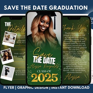 Green Graduation Save The Date Invite: Class of 2025 (Canva Template)