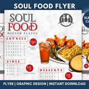 Folleto editable de comida tradicional, marketing de restaurantes, menú de catering, ofertas del día, ofertas de almuerzo, folleto de menú de comida, platos de cena, edición de Canva