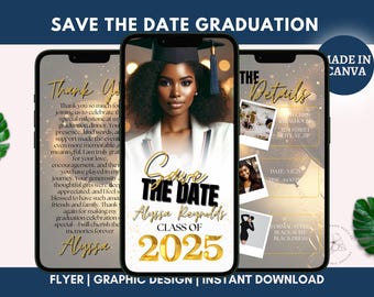 Class of 2025 Graduation Save The Date Invitation (Canva Template)