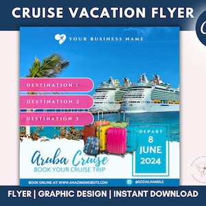 Cruise Vacation Flyer, Cruise Vacation Business Trip Template, Boat Yacht Invitation, Editable Canva Invite, Party Invitation Birthday