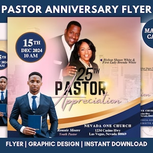 Editable Pastor Anniversary Church Flyer Template, Pastoral Celebration Flyer, Worship Service Template, Worship Service Flyer, Canva Edit