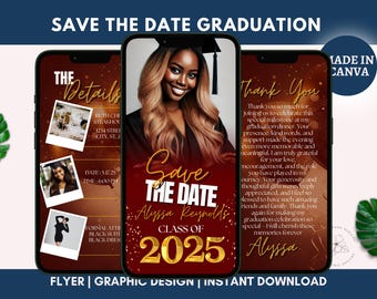 Class of 2025 Graduation Save The Date Invitation (Canva Template)