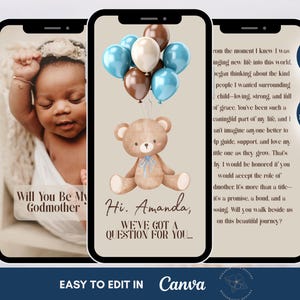 Você será minha madrinha editável, Pedido de casamento digital para madrinha, Pergunte à madrinha, Cartão eletrônico para pedido de casamento para madrinha, Moderno, Presente para madrinha, Modelo Canva