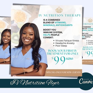 IV Hydration Flyer Template, IV Vitamin Therapy Marketing, Social Media Flyer Template, Edit in Canva, IV Drip Business