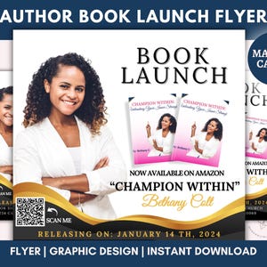 Editable Book Release Flyer, Author Book Launch Release Pre-Order Template, Book Launch Press Release, Author Event, Social Media, Canva