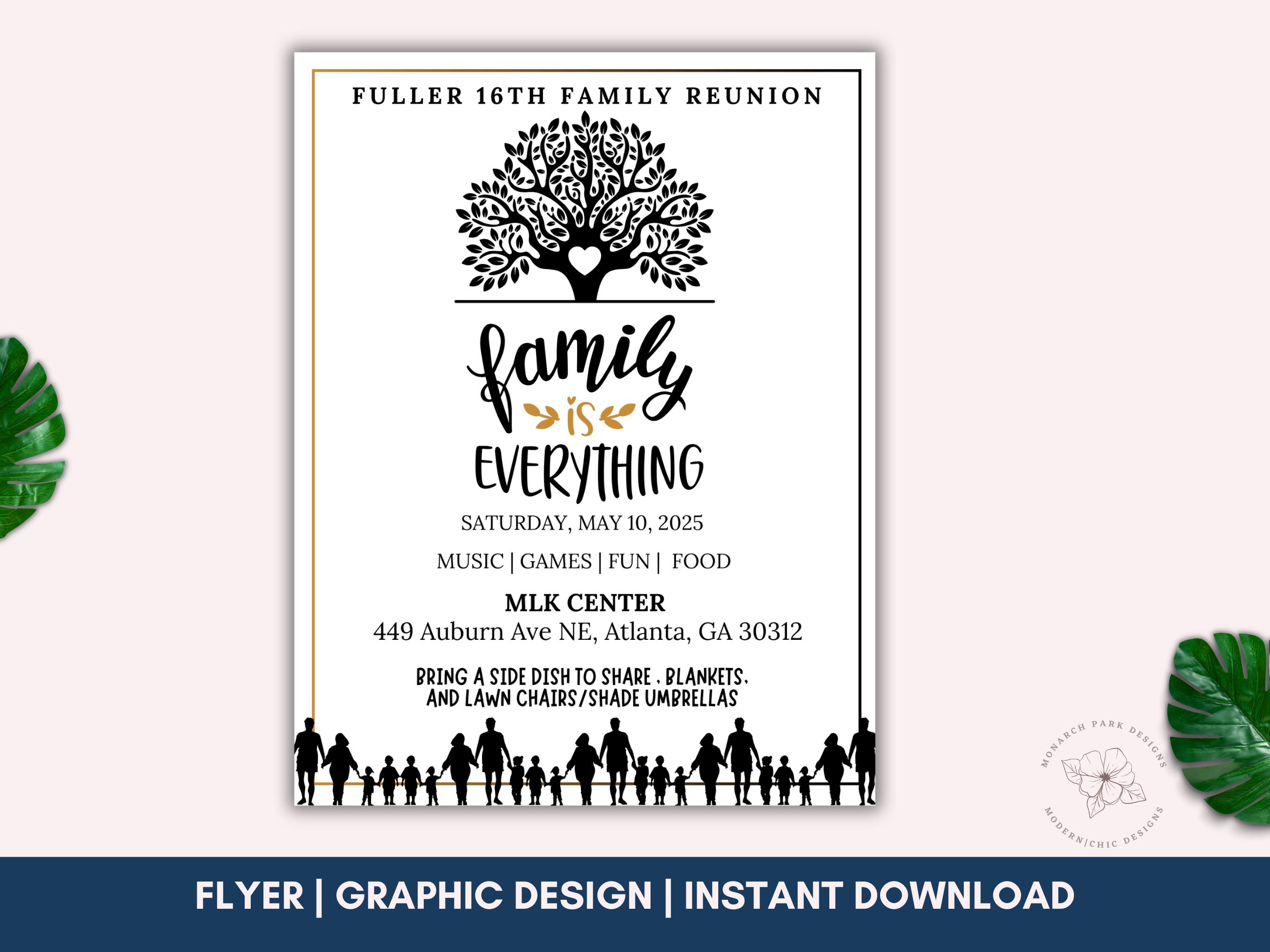 Editable Family Reunion Flyer Template: Family Tree Design (canva) - Etsy
