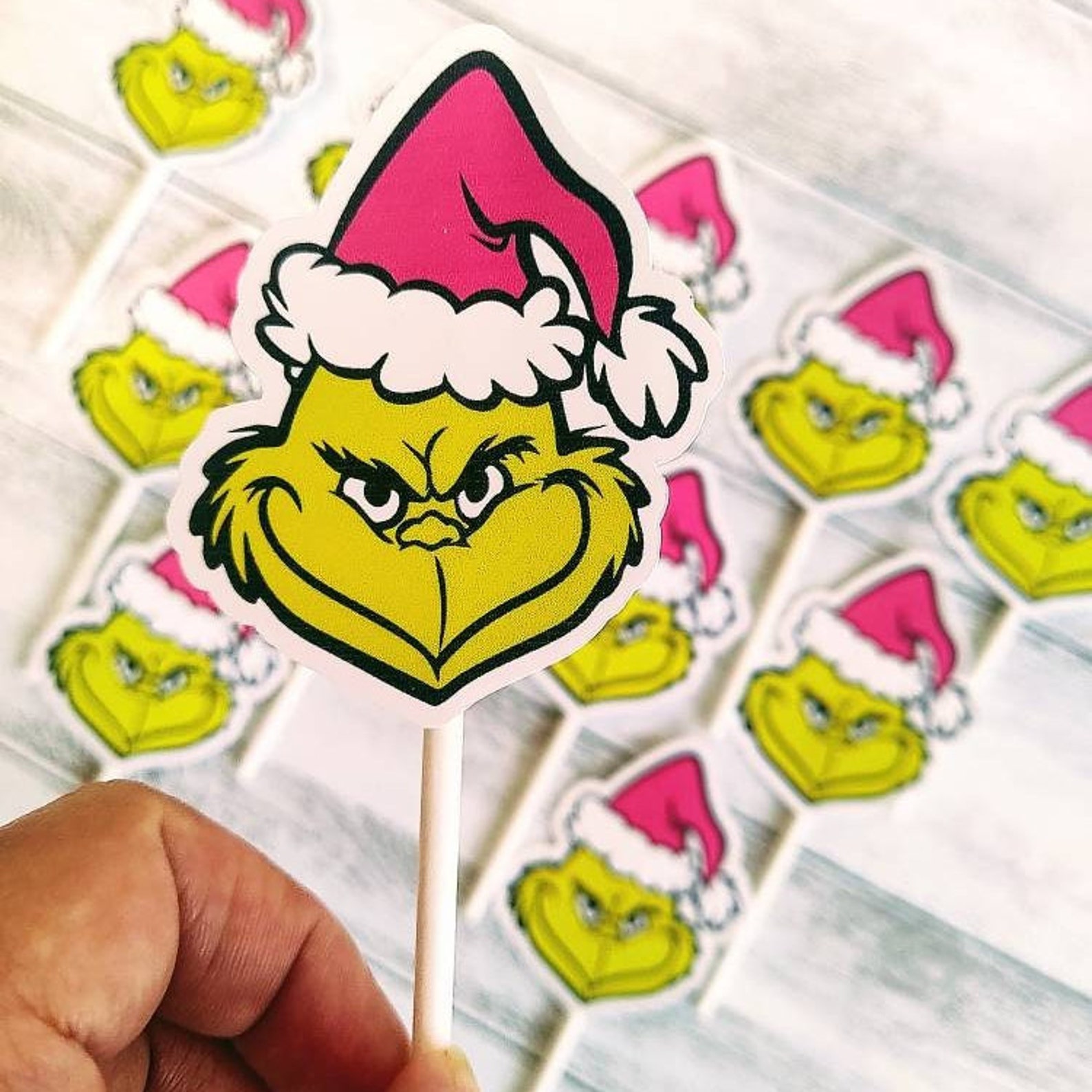 Grinch Birthday 12 Cupcake Toppers Grinch Decorations - Etsy