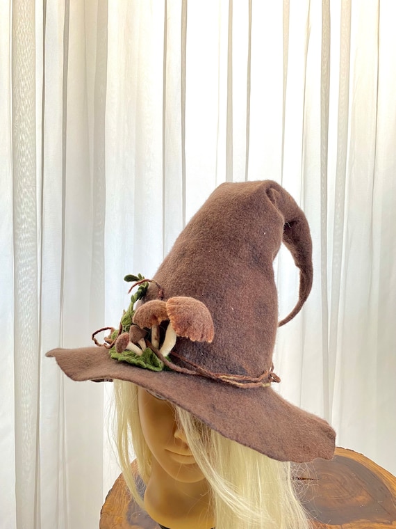 Felted Woodland Witch Hat With Mushrooms: Halloween Costume  display picture 2