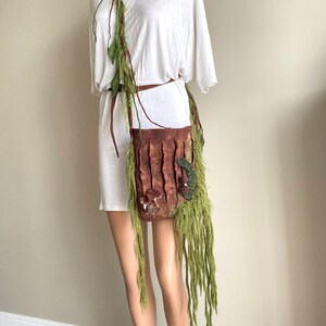 Fairytale moss bag, Woodland felt mushroom bag, Fairy tree bag, Festival forest bag, Crossbody rave purse, Boho bag, Renaissance Faire bag