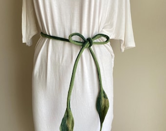 Merino Wool Leaf Costume Belt: Whimsical Fairycore Cord Wrap