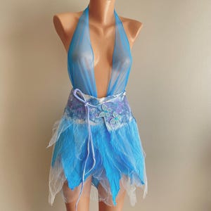 Festival fairy belt with butterfly, Mermaid tutu wrap skirt, Nymph costume, Festival outfit, Blue carnival skirt, Boho skirt belt, Wool felt