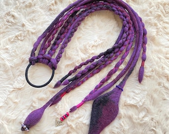 Gypsy Hair Dread Wrap Purple Passion Butterfly Quartz Crystal Beads Purple and Silver Hair Wrap Extension With Butterfly Pendant  main image 2