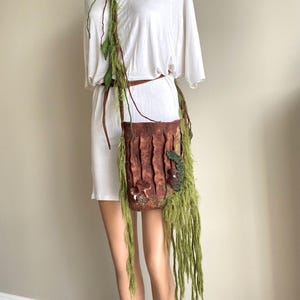 Fairytale moss bag, Woodland felt mushroom bag, Fairy tree bag, Festival forest bag, Crossbody rave purse, Boho bag, Renaissance Faire bag