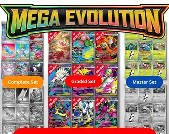 5-in-1 Sammelseiten (Mega Evolutions ME01) - Basis-Set - Master und Komplettes Set (Farbe/Graustufen) + Graded Overlay (Farbe)
