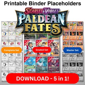 Páginas 5 en 1 de JCC Pokémon: Escarlata y Violeta PV4.5, Paldean Fates: Conjuntos Maestro y Completo (color/escala de grises) + Superposición Graduada (color)