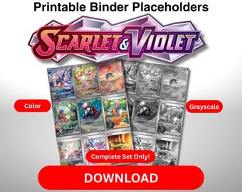 Pokémon Sammelkartenspiel Komplett-Set Platzhalterseiten PDF Scarlet und Violet Base Set Farb- und Graustufen