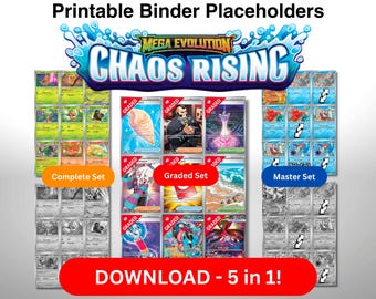 Chaos Rising Platzhalter Karten Printable 5-in-1 | Pokemon TKG Master Set Komplettset Graded Binder Seiten PDF | ME04 Digitaler Download