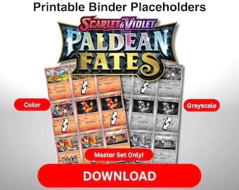 Meister-Set der Pokémon-Sammelkartenspiel-Sammelmappen-Seiten PDF Purpur und Violett Paldean Schicksals-Farbe und Graustufen