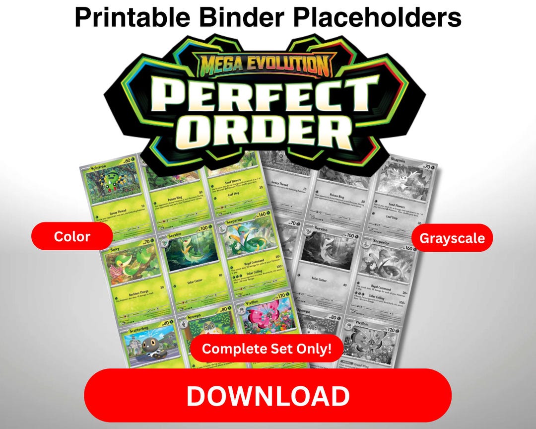 Perfect Order Complete Set Pokémon TCG Complete Set Binder Pages Mega Evolutions ME03 – Perfect ...