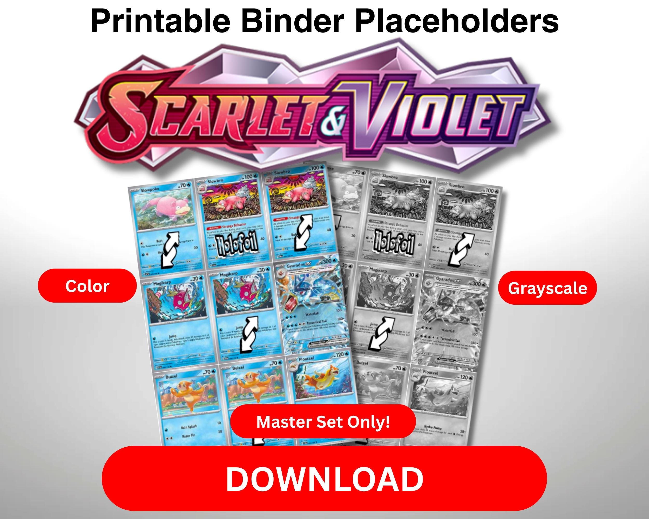 Pokmon TCG Master Set Placeholder Binder Pages PDF Scarlet and Violet Base  Set Color and Grayscale - Etsy