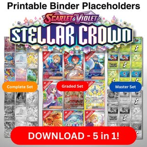Páginas 5 en 1 de JCC Pokémon: Corona Estelar Escarlata y Violeta SV7: Conjuntos Maestro y Completo (color/escala de grises) + Superposición Graduada (color)
