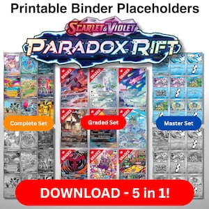 Páginas 5 en 1 de JCC Pokémon: Escarlata y Violeta SV4, Grieta Paradoja: Conjuntos Maestro y Completo (color/escala de grises) + Superposición Graduada (color)