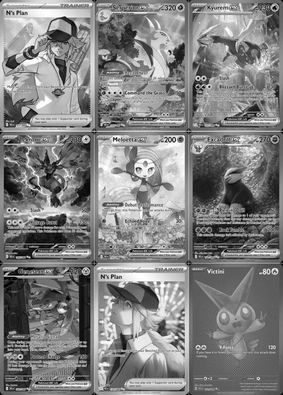Pokmon TCG Complete Set Placeholder Binder Pages PDF Scarlet and Violet  Black Bolt Color and Grayscale - Etsy