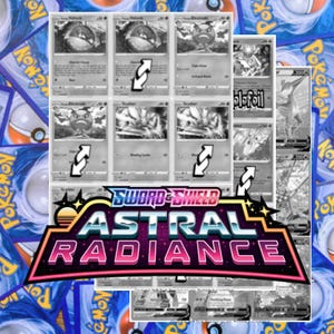 Tracker Astral Radiance & Trainer Gallery Master Set (comprend des espaces réservés pour les cartes en niveaux de gris + des indicateurs holographiques et inversés)