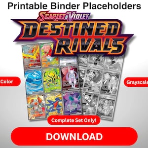 Pokémon TCG complete set tijdelijke aanduiding bindpagina's pdf Scarlet and Violet Destined Rivals kleur en grijstinten