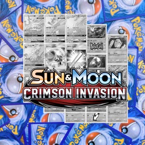 Sun and Moon Crimson Invasion Master Set Tracker (Includes Grayscale Card Placeholders + Holofoil & Reverse Indicators) - Crimson Invasion