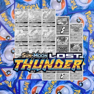 Sonne und Mond Lost Thunder Master Set Tracker (Enthält Graustufen Kartenplatzhalter + Holofoil & Reverse Indikators) - Lost Thunder Erweiterung