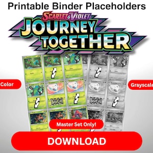 Páginas de carpeta de marcadores de posición de la Master Set de JCC Pokémon PDF Scarlet y Violet viajan juntas Color y escala de grises